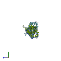 PDB entry 1qsw coloured by chain, side view.
