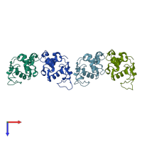 PDB entry 1qsw coloured by chain, top view.