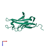 PDB entry 1qsz coloured by chain, top view.