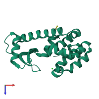 PDB entry 1qt4 coloured by chain, top view.