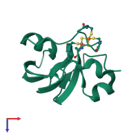 PDB entry 1qt9 coloured by chain, top view.