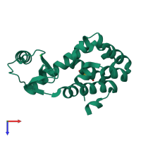 PDB entry 1qtc coloured by chain, top view.