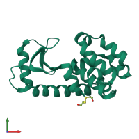 PDB entry 1qtd coloured by chain, front view.