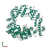 PDB entry 1qte coloured by chain, front view.
