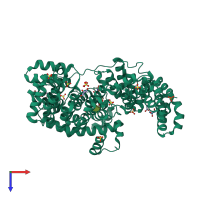 PDB entry 1qte coloured by chain, top view.