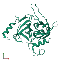 PDB entry 1qtf coloured by chain, front view.