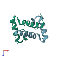 PDB entry 1qtg coloured by chain, top view.
