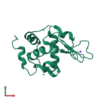 PDB entry 1qtk coloured by chain, front view.