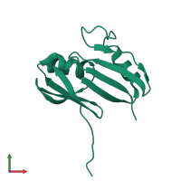 PDB entry 1qto coloured by chain, front view.