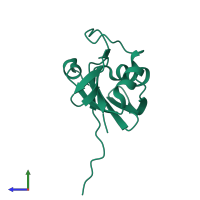 PDB entry 1qto coloured by chain, side view.