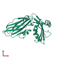 PDB entry 1qtp coloured by chain, front view.