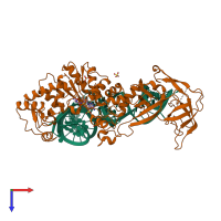 PDB entry 1qtq coloured by chain, top view.