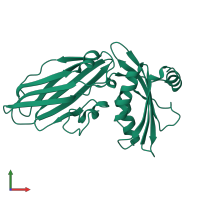 PDB entry 1qts coloured by chain, front view.