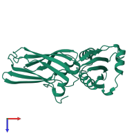 PDB entry 1qts coloured by chain, top view.