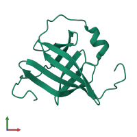 PDB entry 1qtu coloured by chain, front view.