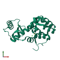 PDB entry 1qtv coloured by chain, front view.