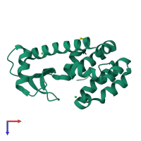 PDB entry 1qtv coloured by chain, top view.