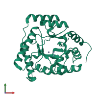 PDB entry 1qtw coloured by chain, front view.