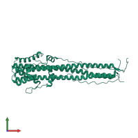 Homo trimeric assembly 2 of PDB entry 1qu1 coloured by chemically distinct molecules, front view.