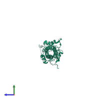 Hemagglutinin HA2 chain in PDB entry 1qu1, assembly 1, side view.