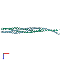 PDB entry 1qu7 coloured by chain, top view.