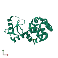PDB entry 1qud coloured by chain, front view.