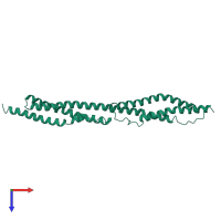 PDB entry 1quu coloured by chain, top view.