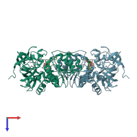 PDB entry 1qv6 coloured by chain, top view.