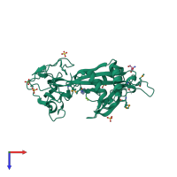 PDB entry 1qvj coloured by chain, top view.