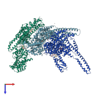 PDB entry 1qvr coloured by chain, top view.