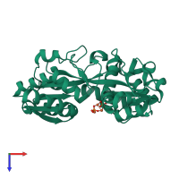 PDB entry 1qvs coloured by chain, top view.