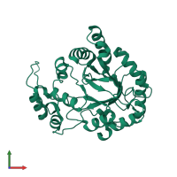 PDB entry 1qwk coloured by chain, front view.