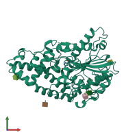 PDB entry 1qwo coloured by chain, front view.
