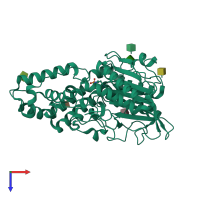 PDB entry 1qwo coloured by chain, top view.