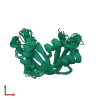 PDB entry 1qwq coloured by chain, ensemble of 16 models, front view.