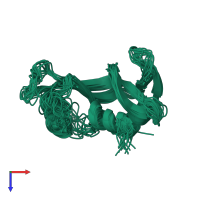 PDB entry 1qwq coloured by chain, ensemble of 16 models, top view.