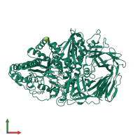 PDB entry 1qwu coloured by chain, front view.