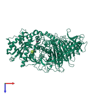 PDB entry 1qwu coloured by chain, top view.