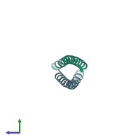 PDB entry 1qx8 coloured by chain, side view.