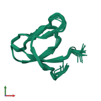 PDB entry 1qxf coloured by chain, ensemble of 20 models, front view.