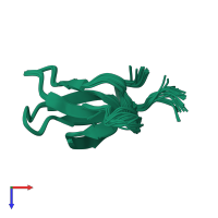 PDB entry 1qxf coloured by chain, ensemble of 20 models, top view.