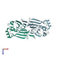 PDB entry 1qxj coloured by chain, top view.