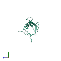 PDB entry 1qxx coloured by chain, side view.