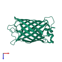 PDB entry 1qy3 coloured by chain, top view.