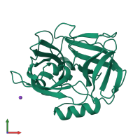 PDB entry 1qy6 coloured by chain, front view.