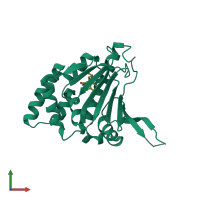 PDB entry 1qy8 coloured by chain, front view.