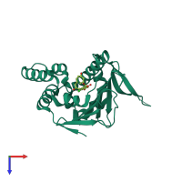 PDB entry 1qy8 coloured by chain, top view.