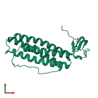 PDB entry 1qyb coloured by chain, front view.