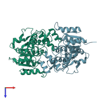 PDB entry 1qyc coloured by chain, top view.