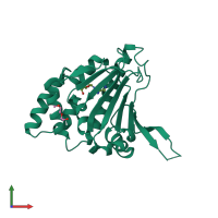 PDB entry 1qye coloured by chain, front view.